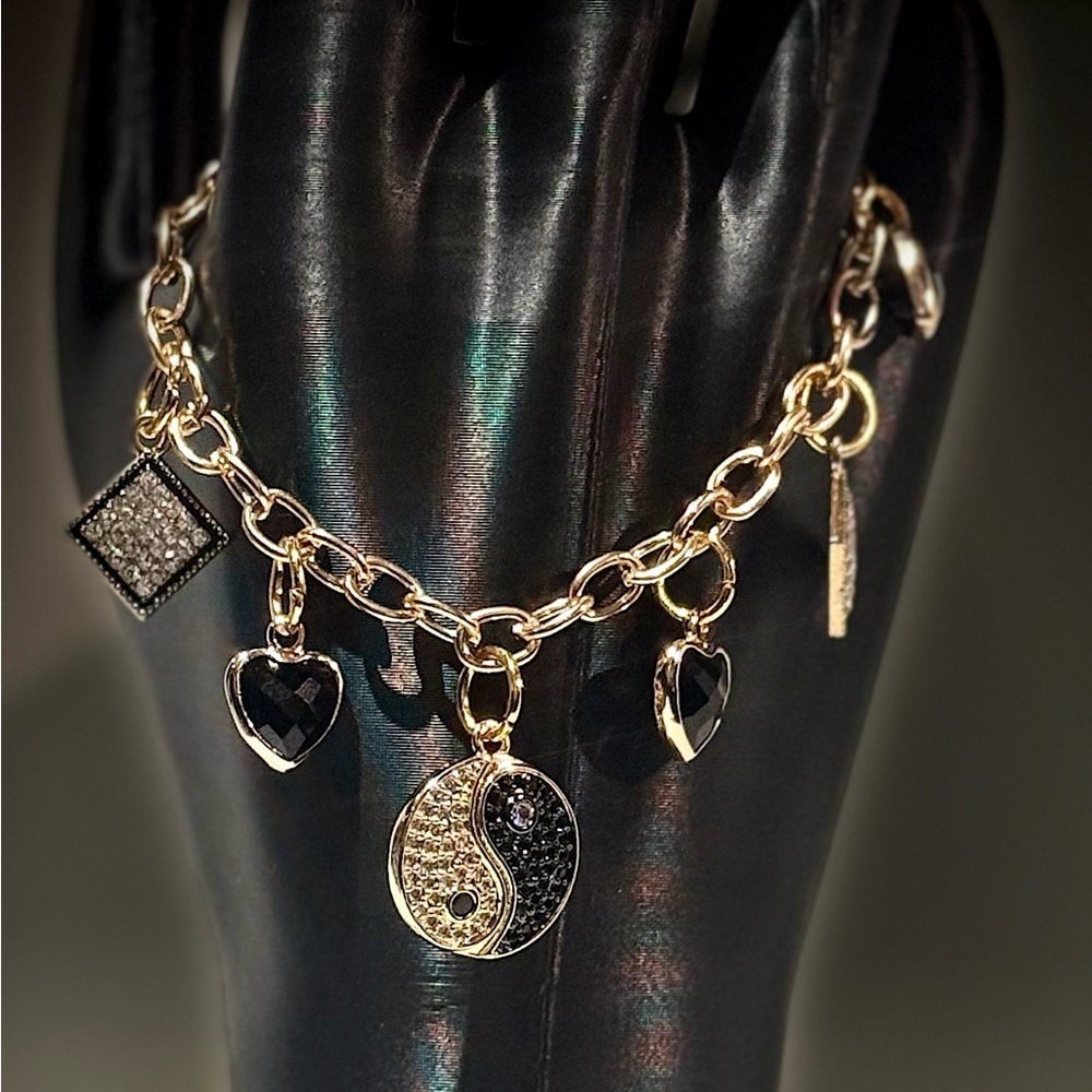 Gold and Black Charm Bracelet - Picture 1 of 6
